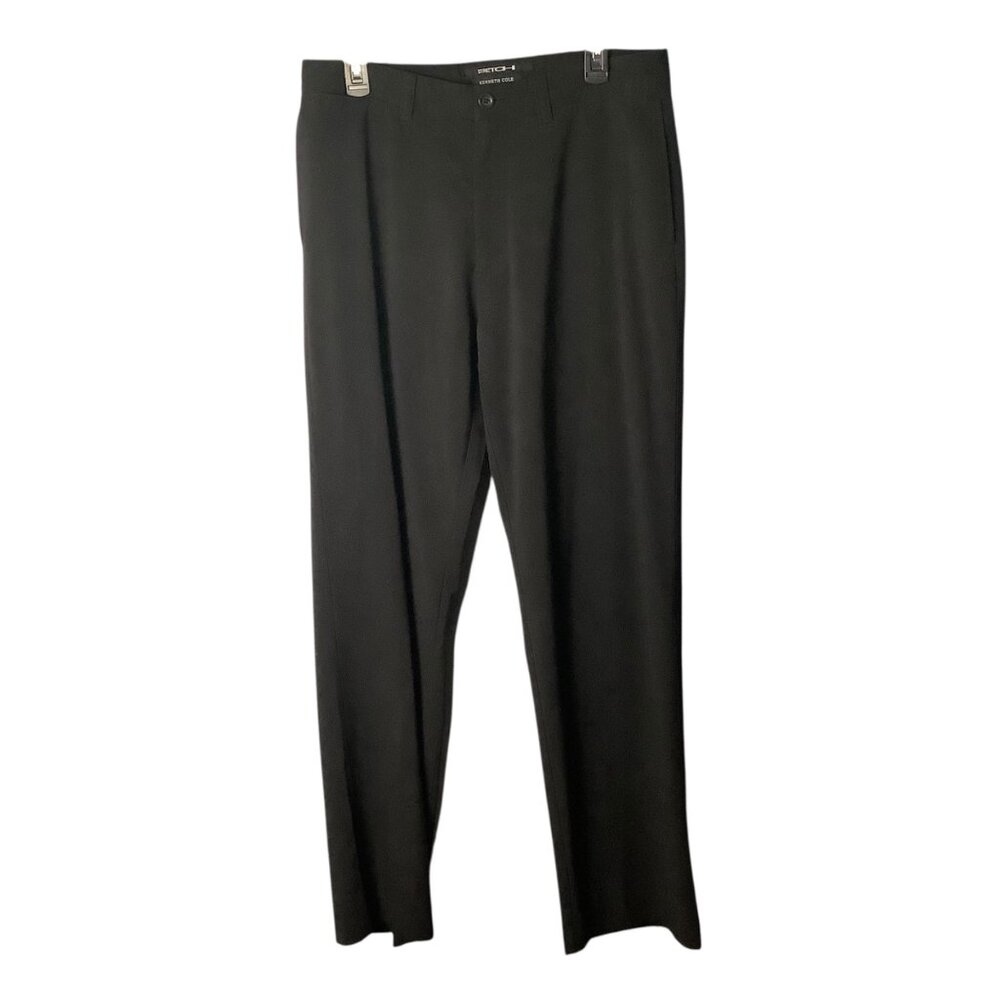 Vtg Kenneth Cole‎ Mens Black Stretch Pants 34x34 Polyester Blend Slim Fit